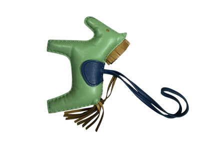 HERMES Lambskin Rodeo Charm Bag Charm Green Blue HE469
