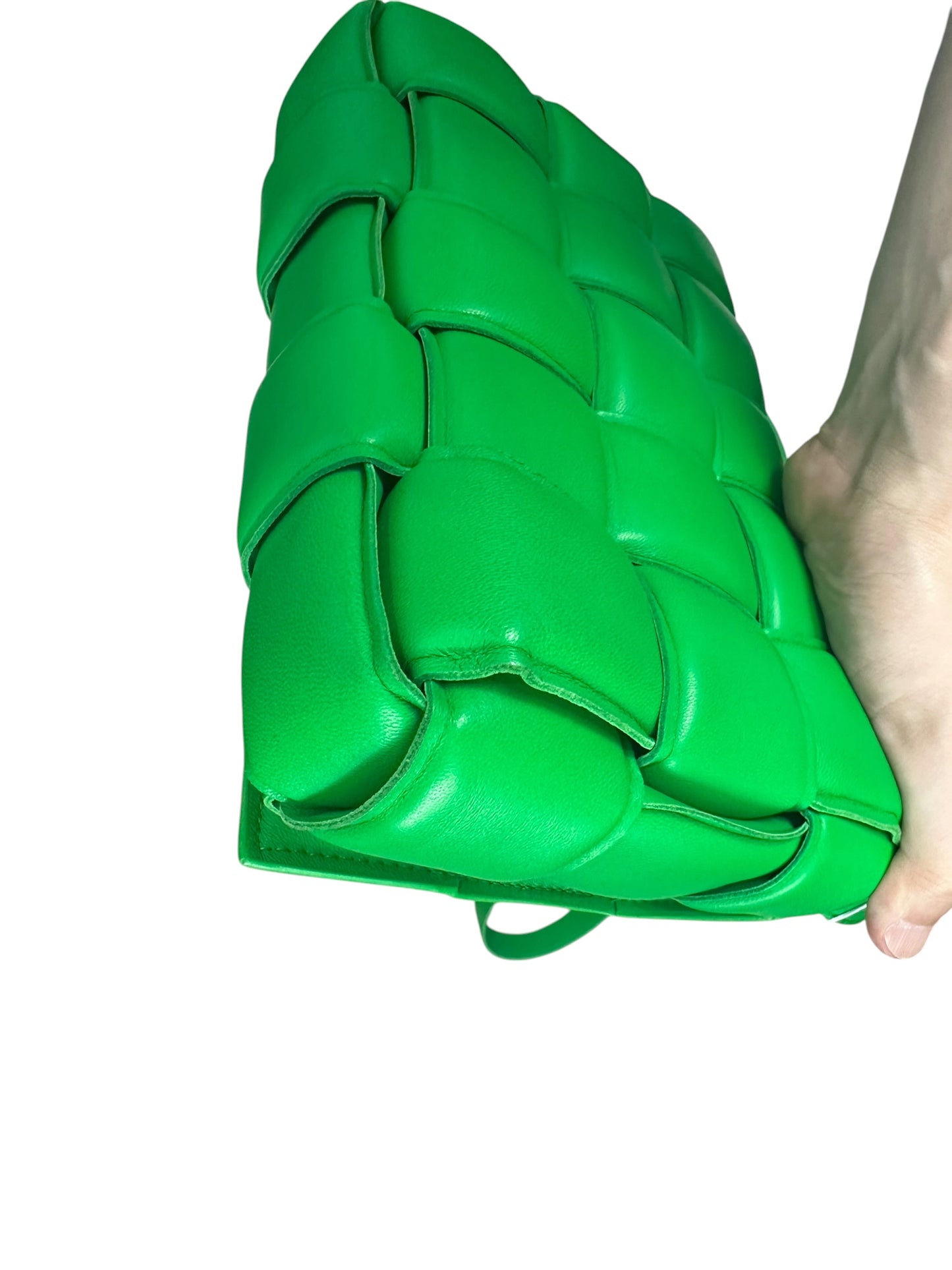 BOTTEGA VENETA Padded Intrecciato Lambskin Cassette Crossbody Shoulder Bag Green Silver Hardware Bo30