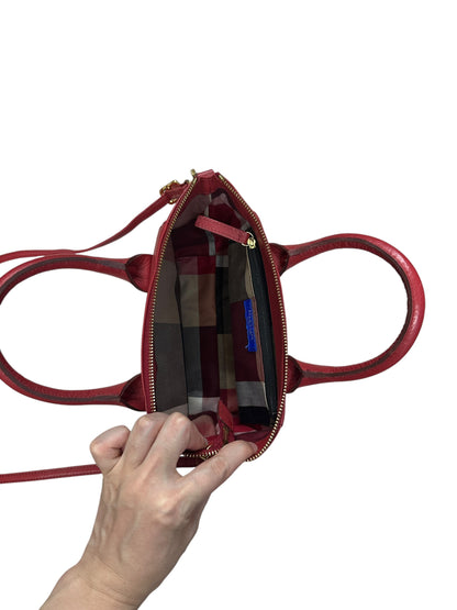 BURBERRY Blue Label Crestbridge Leather 2way Mini Handbag Red Gold Hardware BU1226A
