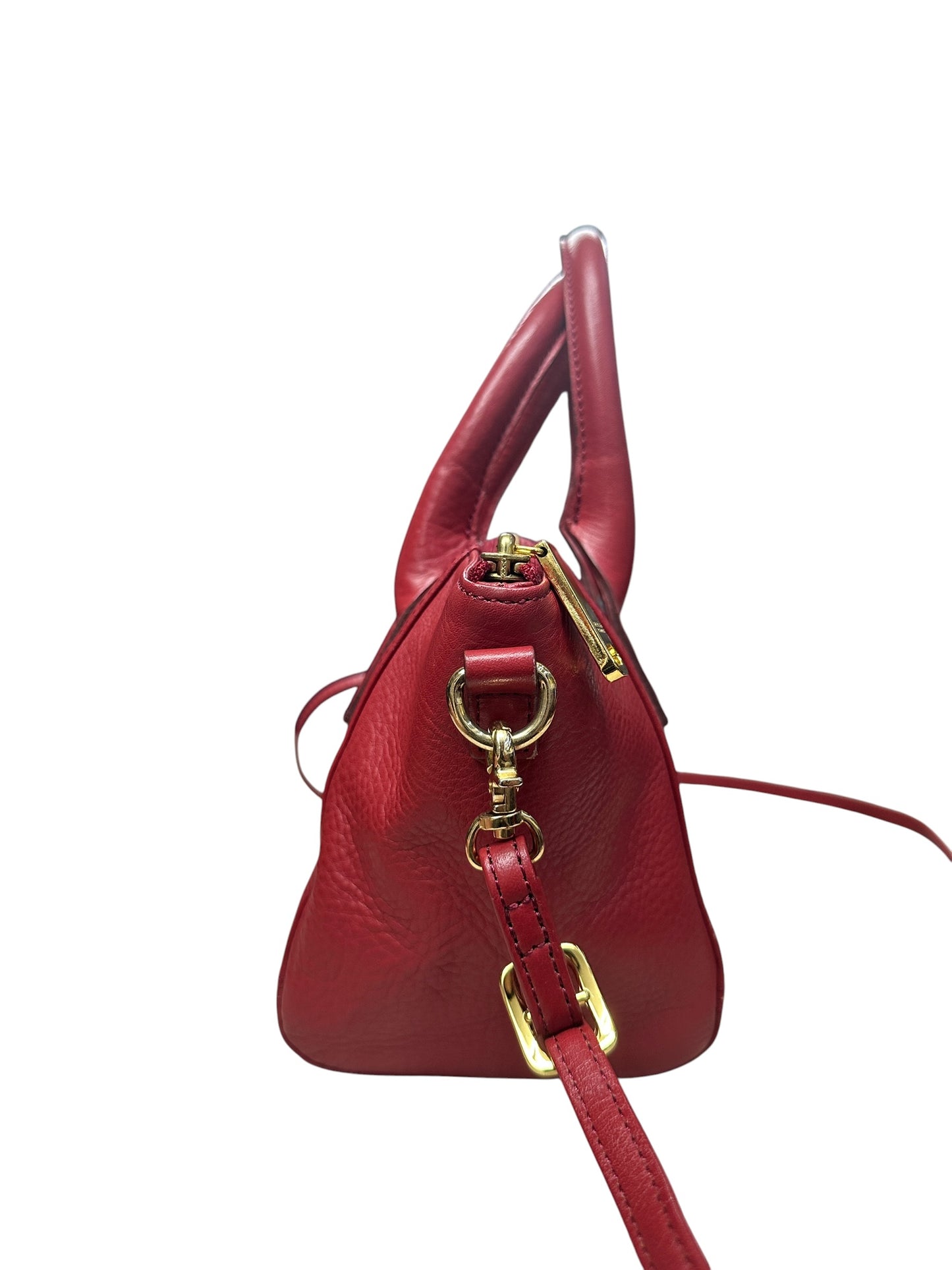 BURBERRY Blue Label Crestbridge Leather 2way Mini Handbag Red Gold Hardware BU1226A