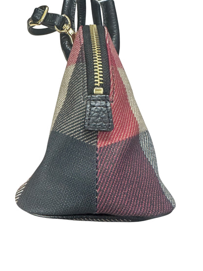 BURBERRY Blue Label Crestbridge Mega Check Canvas 2way Mini Dome Handbag Red Black Gold Hardware BU1227
