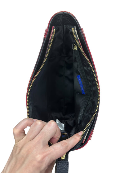 BURBERRY Blue Label Crestbridge Mega Check Canvas 2way Pouch Clutch Shoulder Bag Red Black Gold Hardware BU1228