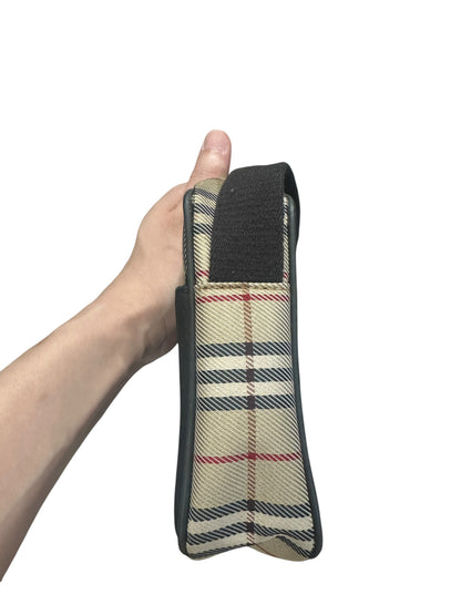BURBERRY Nova Check Canvas Leather Mini Crossbody Shoulder Bag Beige Black Silver Hardware BU1229