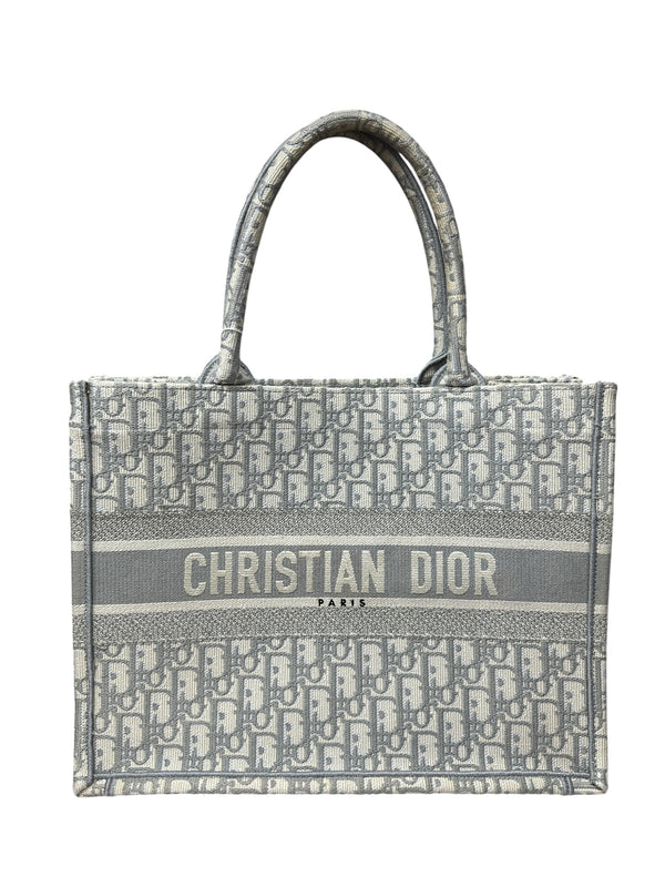 Christian Dior Gray Oblique Embroidered Canvas Book Tote Medium Handbag Gray Ch2200