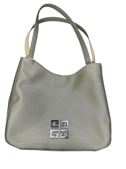GIVENCHY Coated Canvas 4G Logo Tote Handbag Beige Silver Hardware GI37
