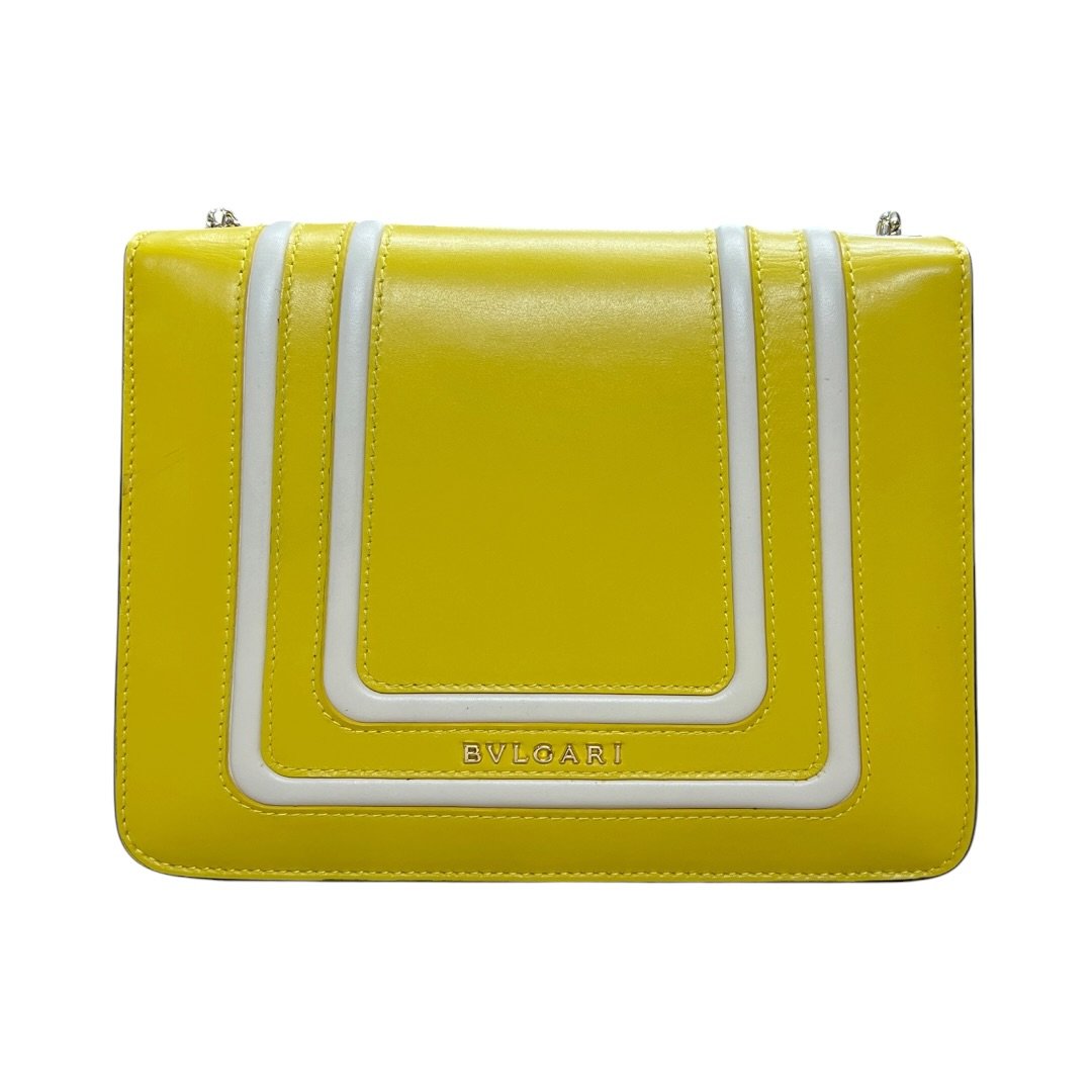 BVLGARI Calf Leather Serpenti Forever Shoulder Bag Yellow, White Silver Hardware BV64