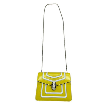 BVLGARI Calf Leather Serpenti Forever Shoulder Bag Yellow, White Silver Hardware BV64