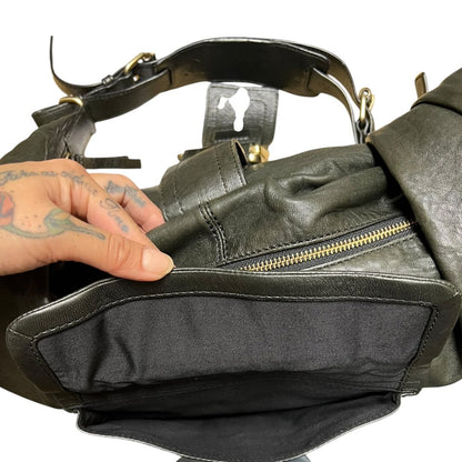 GIVENCHY Leather Hobo Shoulder Bag Shoulder Bag Black Gold Hardware GI38
