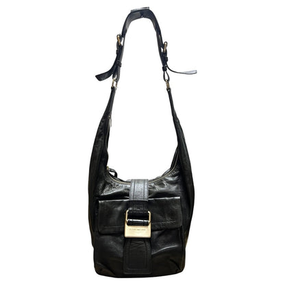 GIVENCHY Leather Hobo Shoulder Bag Shoulder Bag Black Gold Hardware GI38