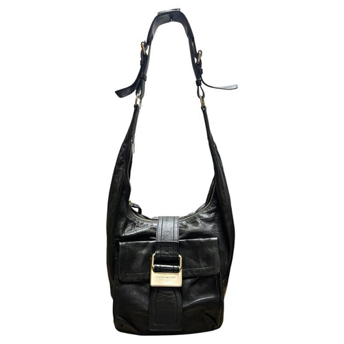 GIVENCHY Leather Hobo Shoulder Bag Shoulder Bag Black Gold Hardware GI38