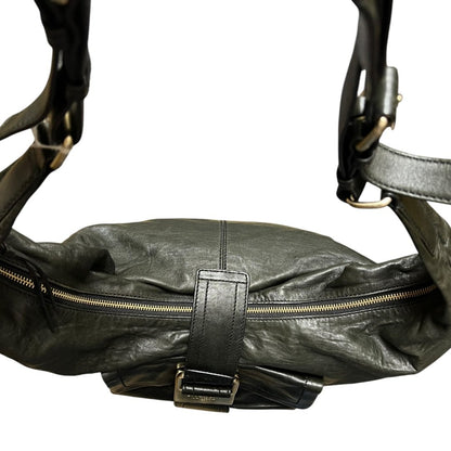 GIVENCHY Leather Hobo Shoulder Bag Shoulder Bag Black Gold Hardware GI38