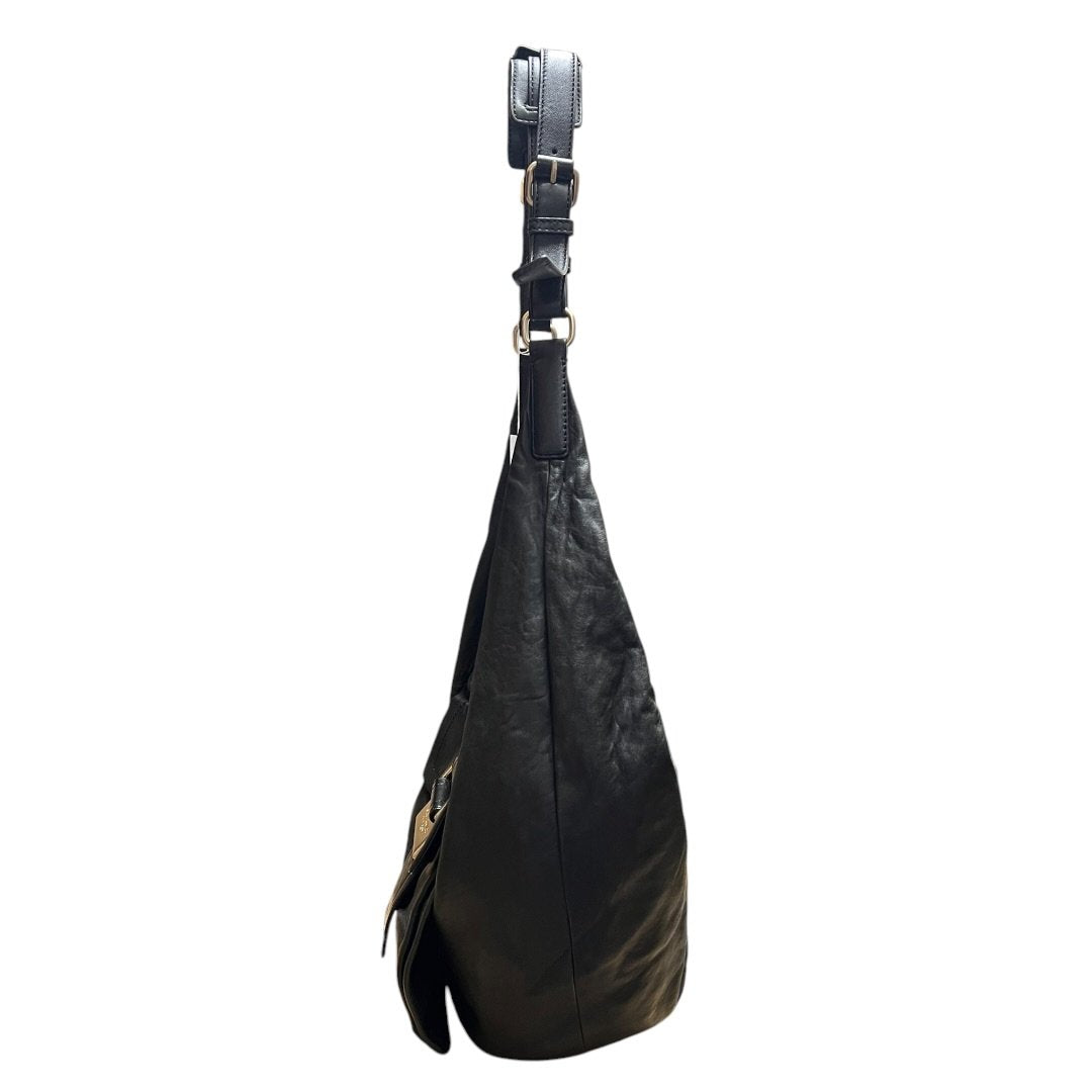 GIVENCHY Leather Hobo Shoulder Bag Shoulder Bag Black Gold Hardware GI38