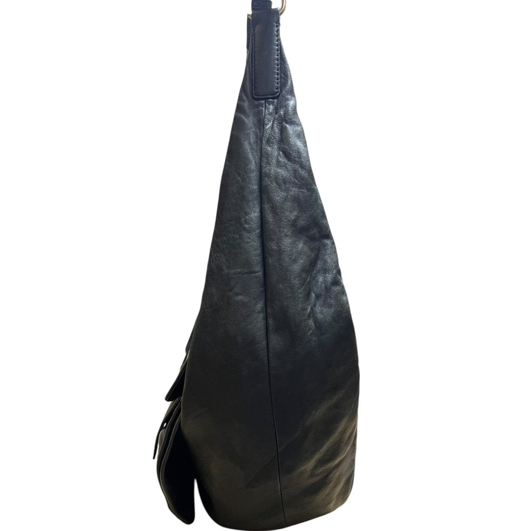 GIVENCHY Leather Hobo Shoulder Bag Shoulder Bag Black Gold Hardware GI38