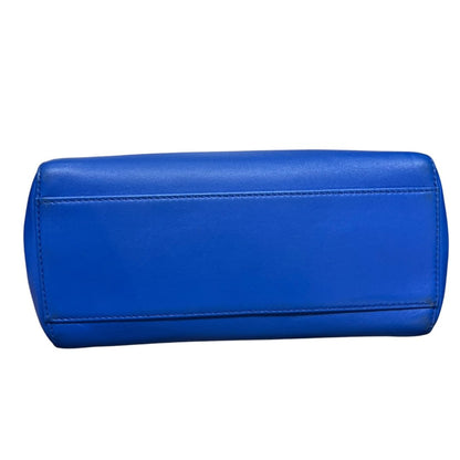FENDI Calfskin Peekaboo Mini Handbag Blue Gold Hardware FE391