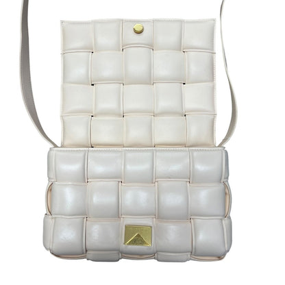 BOTTEGA VENETA Nappa Leather Padded Cassette Bag Shoulder Bag Chalk Gold Hardware BO31