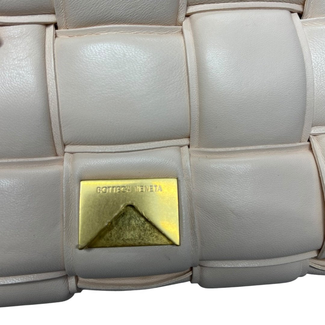 BOTTEGA VENETA Nappa Leather Padded Cassette Bag Shoulder Bag Chalk Gold Hardware BO31