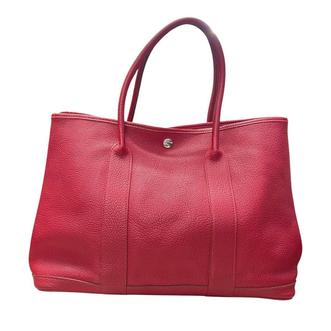 HERMES Negonda Garden Party Tote Red Silver Hardware HE471