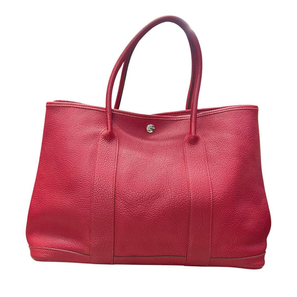 HERMES Negonda Garden Party Tote Red Silver Hardware HE471