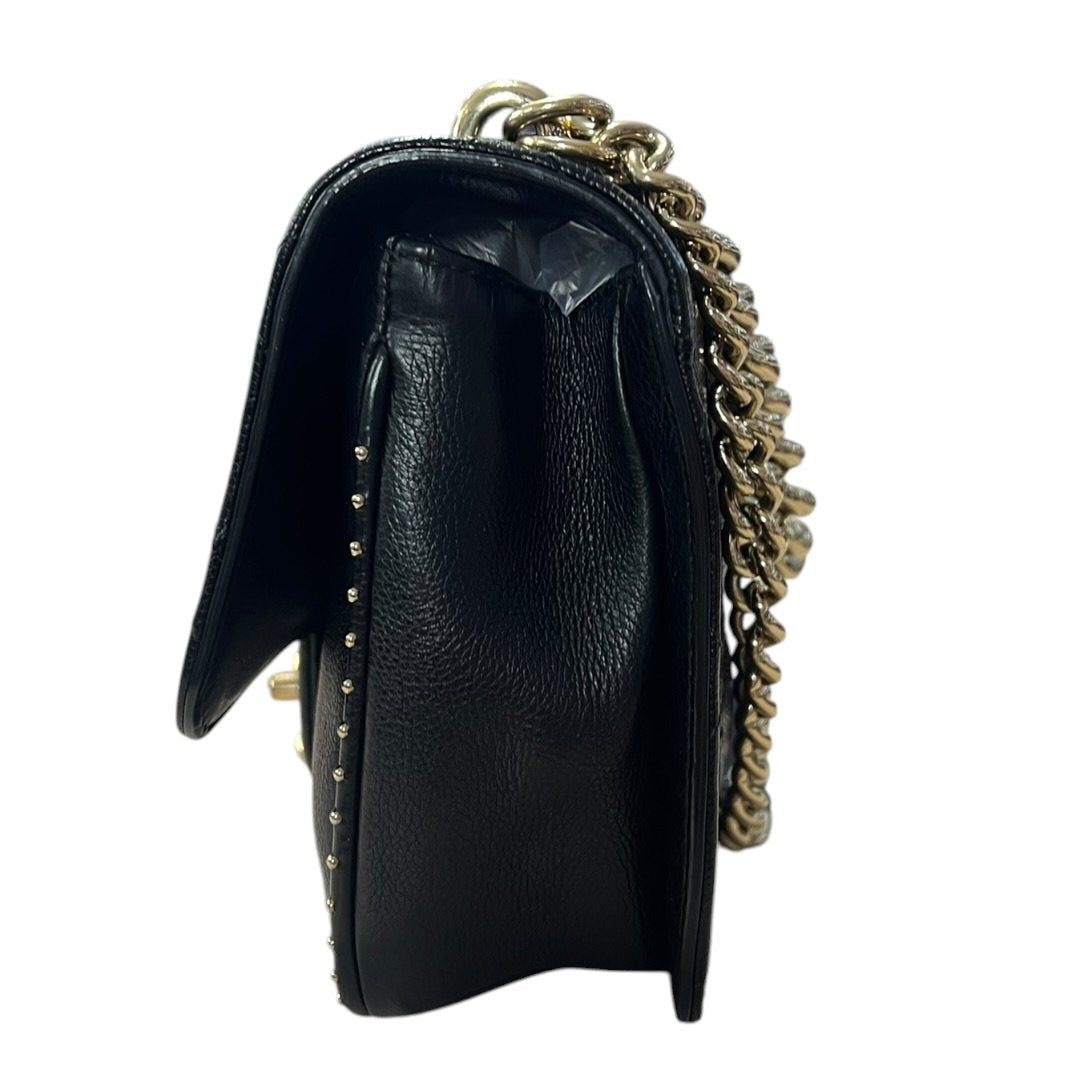 CHANEL Caviar Mini Studded Flap Bag Shoulder Bag Black with Pink Interior Gold Hardware CH2216