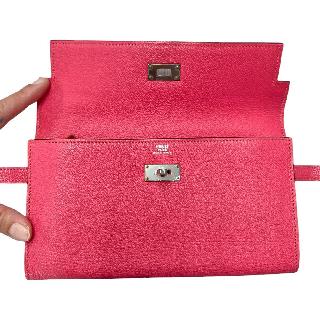 HERMÈS Epsom Kelly Wallet Wallet Pink Silver Hardware HE476