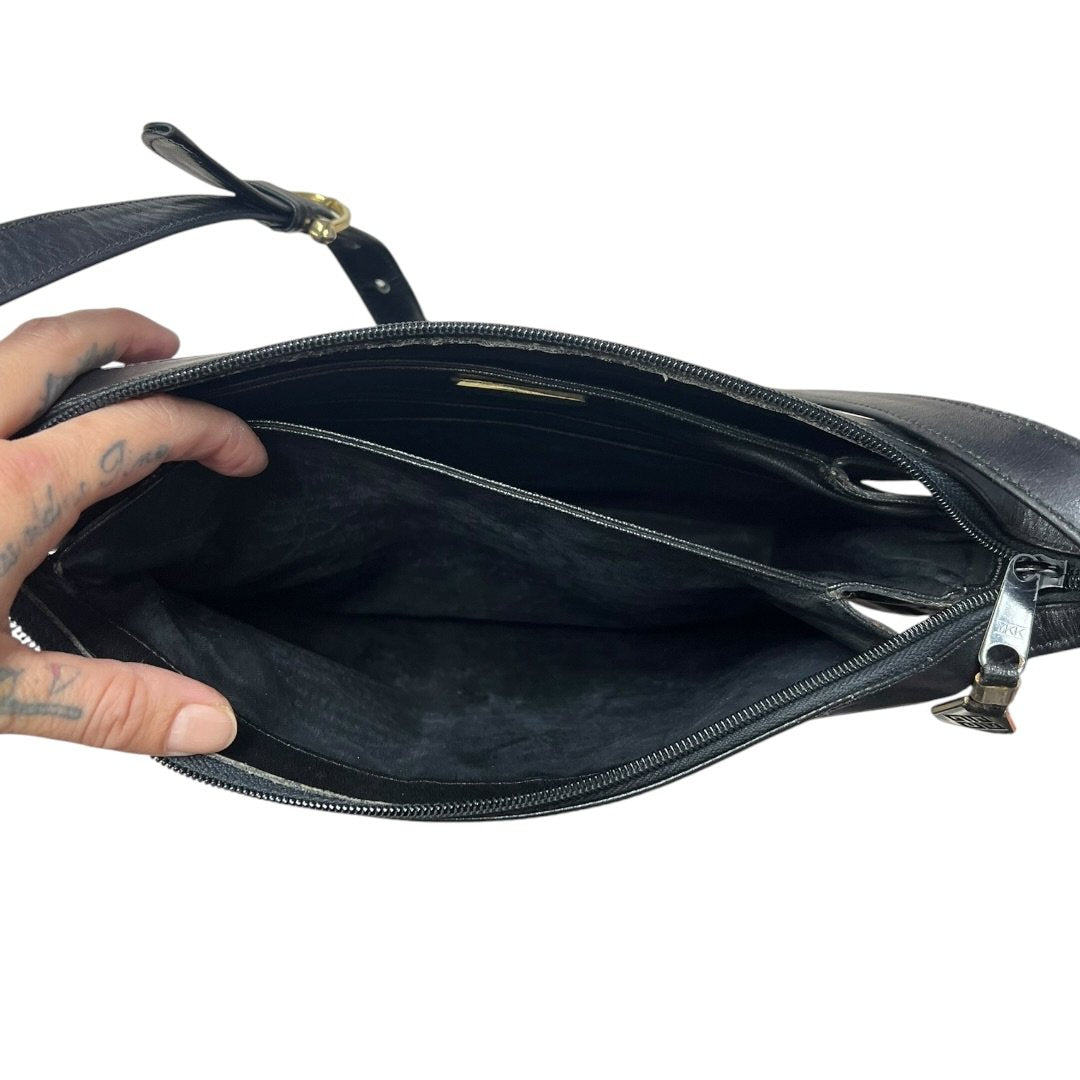 GIVENCHY Leather Shoulder Bag Black Gold Hardware GI40