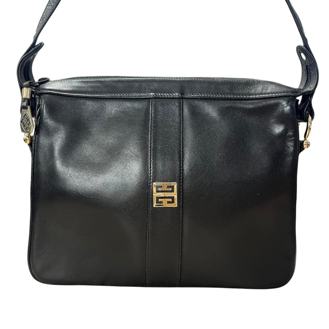GIVENCHY Leather Shoulder Bag Black Gold Hardware GI40