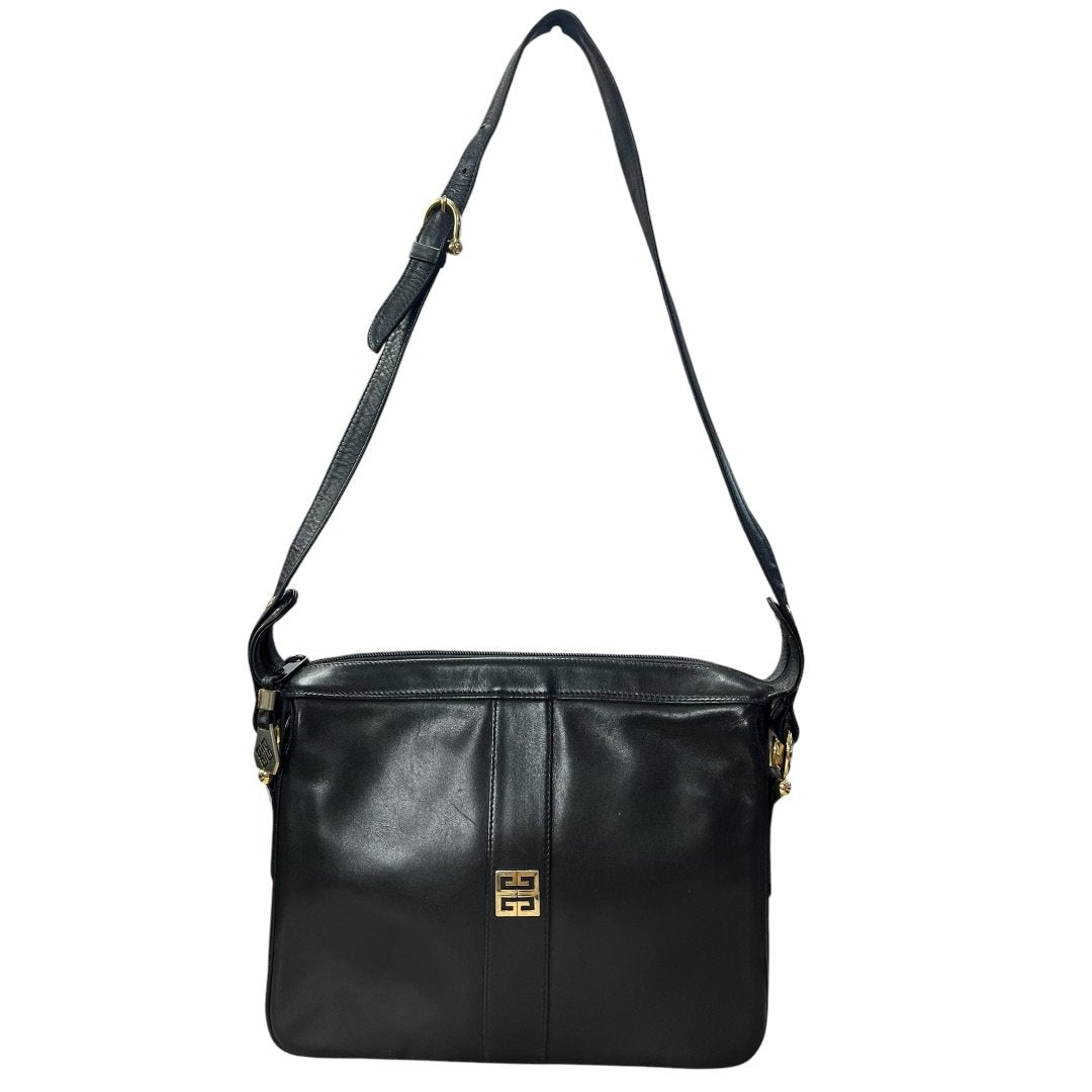 GIVENCHY Leather Shoulder Bag Black Gold Hardware GI40