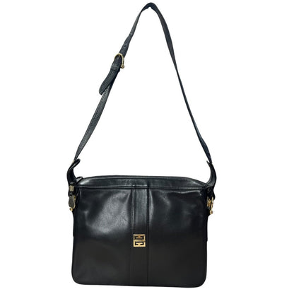 GIVENCHY Leather Shoulder Bag Black Gold Hardware GI40