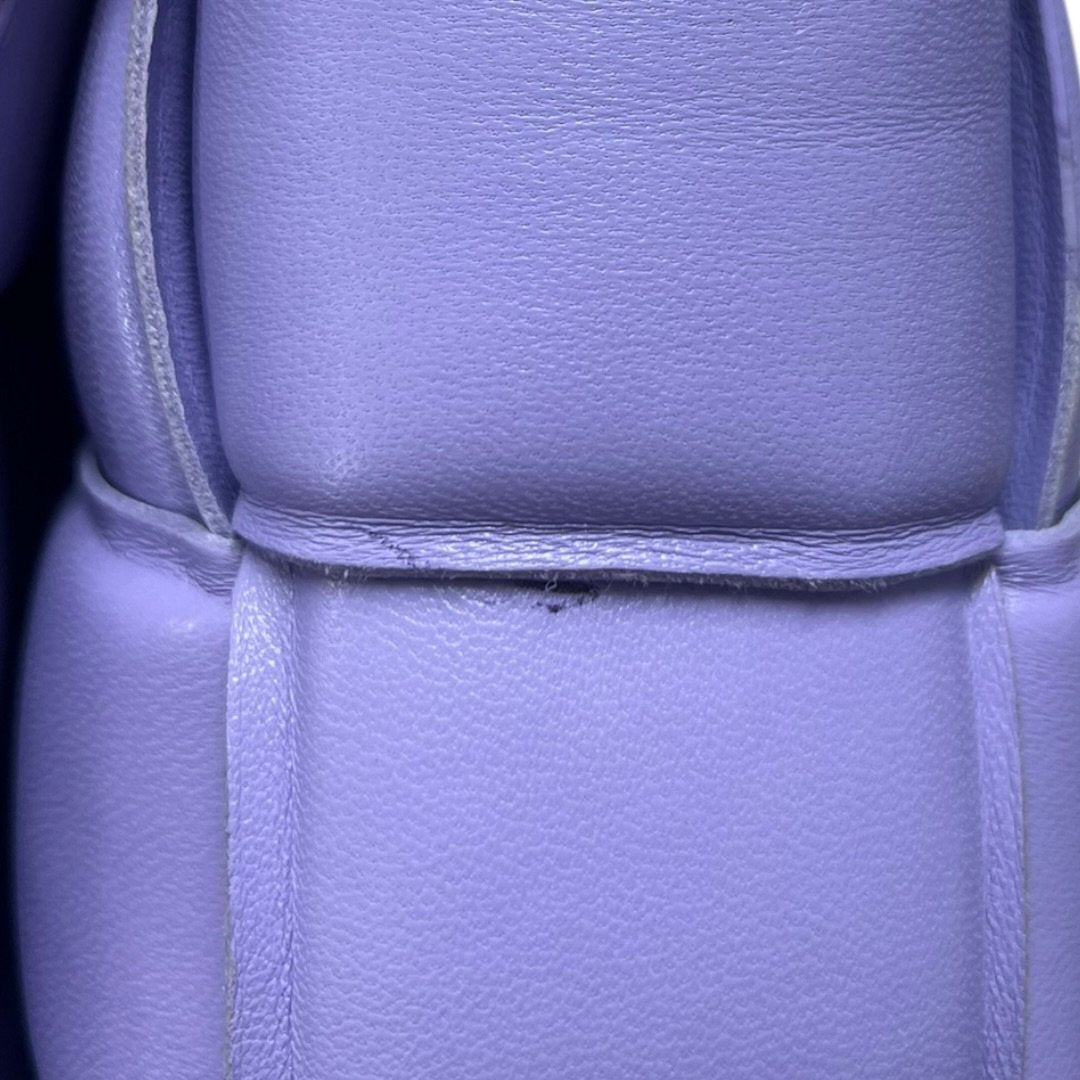 BOTTEGA VENETA Lambskin Padded Cassette Shoulder Bag Lavender Silver Hardware BO32