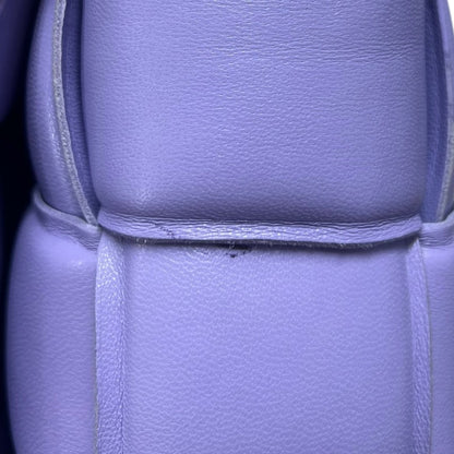 BOTTEGA VENETA Lambskin Padded Cassette Shoulder Bag Lavender Silver Hardware BO32