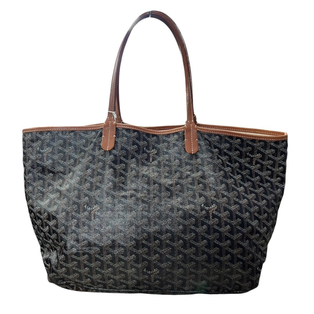 GOYARD Goyardine Canvas St. Louis PM Tote Black, Tan Silver Hardware GO33