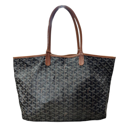 GOYARD Goyardine Canvas St. Louis PM Tote Black, Tan Silver Hardware GO33