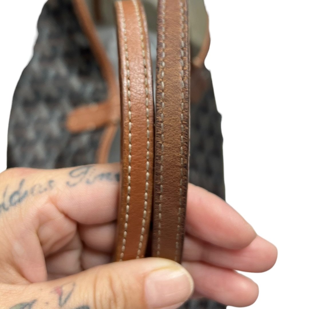 GOYARD Goyardine Canvas St. Louis PM Tote Black, Tan Silver Hardware GO33