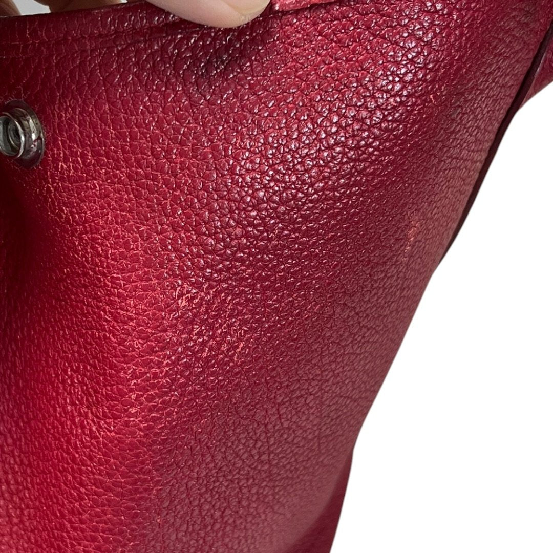 HERMES Negonda Garden Party Tote Red Silver Hardware HE475