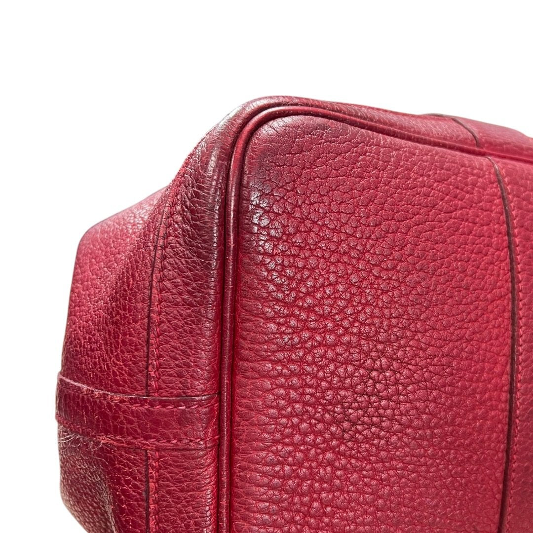 HERMES Negonda Garden Party Tote Red Silver Hardware HE475