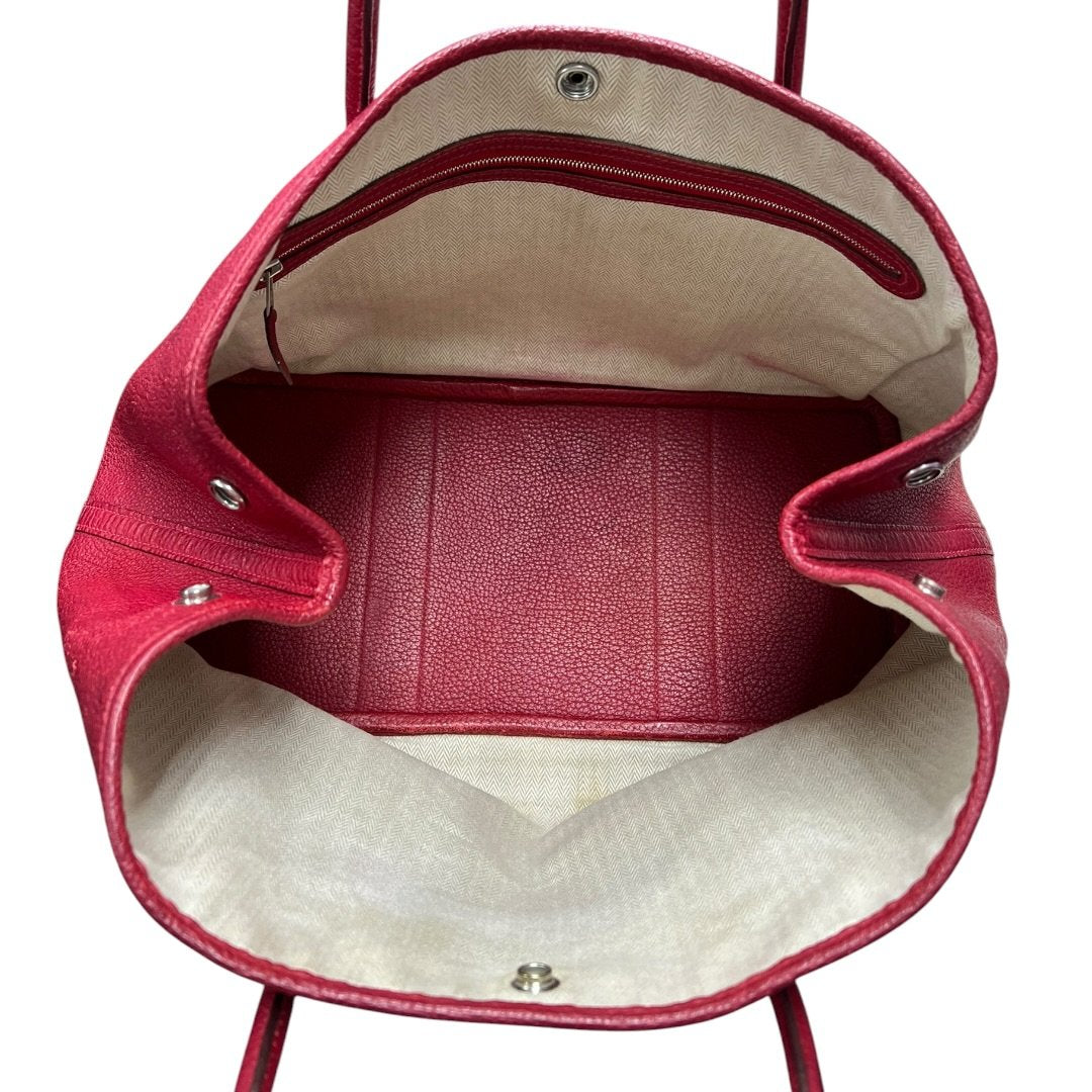 HERMES Negonda Garden Party Tote Red Silver Hardware HE475