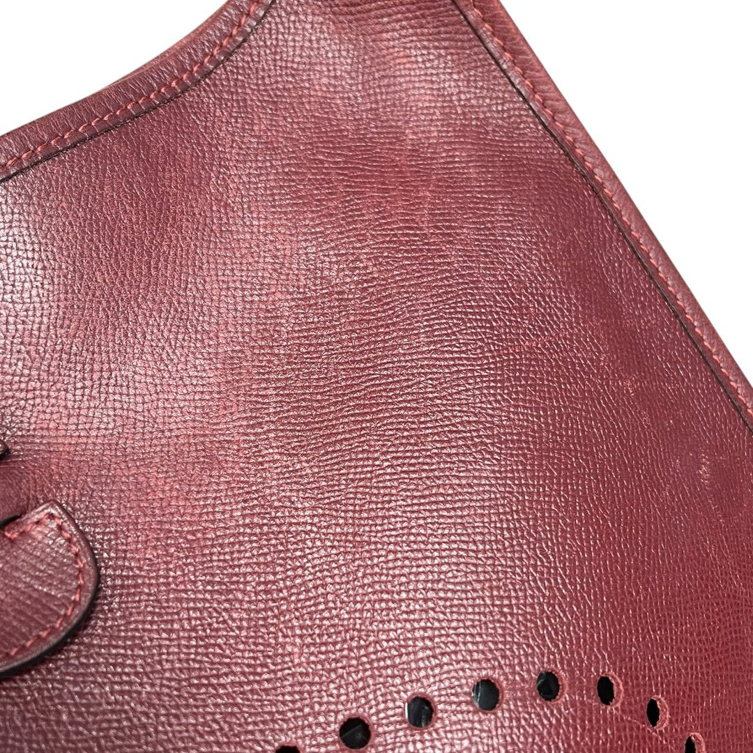 HERMES Clemence Evelyne III PM Shoulder Bag Burgundy Gold-tone Hardware HE473