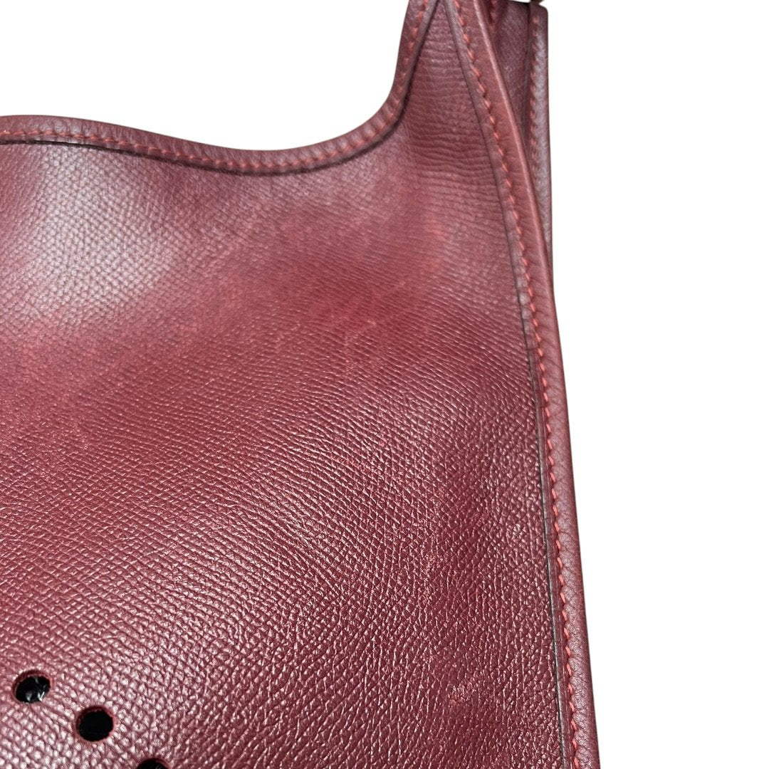 HERMES Clemence Evelyne III PM Shoulder Bag Burgundy Gold-tone Hardware HE473