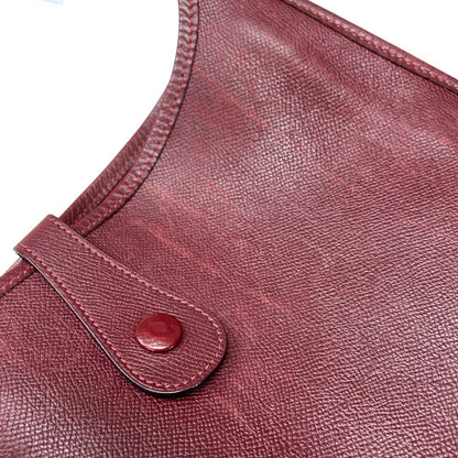 HERMES Clemence Evelyne III PM Shoulder Bag Burgundy Gold-tone Hardware HE473