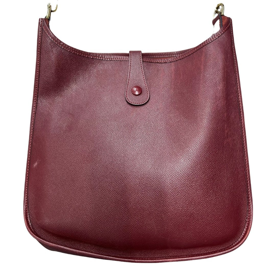 HERMES Clemence Evelyne III PM Shoulder Bag Burgundy Gold-tone Hardware HE473