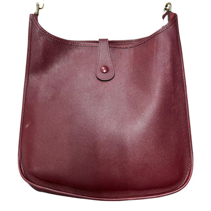 HERMES Clemence Evelyne III PM Shoulder Bag Burgundy Gold-tone Hardware HE473