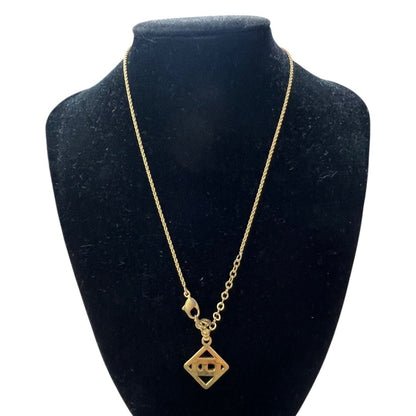 CHRISTIAN DIOR Metal, Rhinestone CD Logo Pendant Necklace N/A Gold Gold Hardware Ch2219