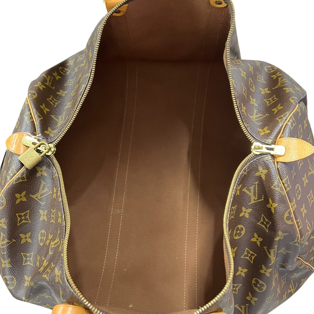 LOUIS VUITTON Monogram Canvas Keepall 50 Travel Bag Brown Gold Hardware LO2377
