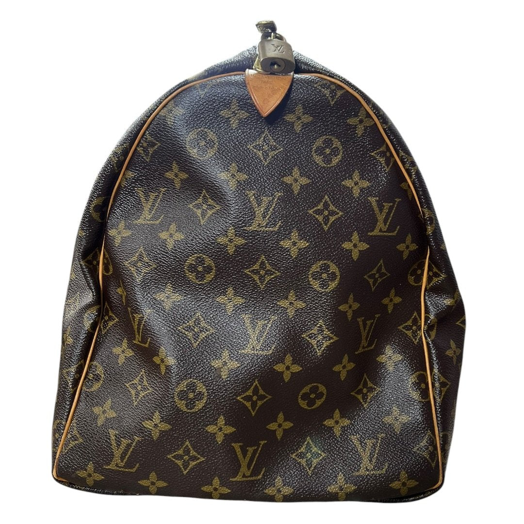 LOUIS VUITTON Monogram Canvas Keepall 50 Travel Bag Brown Gold Hardware LO2377