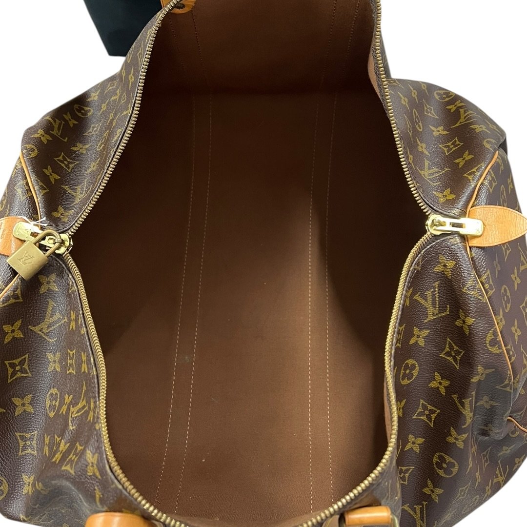 LOUIS VUITTON Monogram Canvas Keepall 50 Travel Bag Brown Gold Hardware LO2377