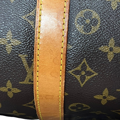 LOUIS VUITTON Monogram Canvas Keepall 50 Travel Bag Brown Gold Hardware LO2377
