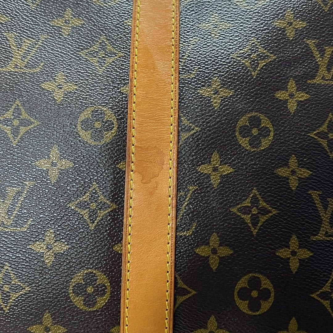 LOUIS VUITTON Monogram Canvas Keepall 50 Travel Bag Brown Gold Hardware LO2377