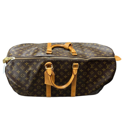 LOUIS VUITTON Monogram Canvas Keepall 50 Travel Bag Brown Gold Hardware LO2377