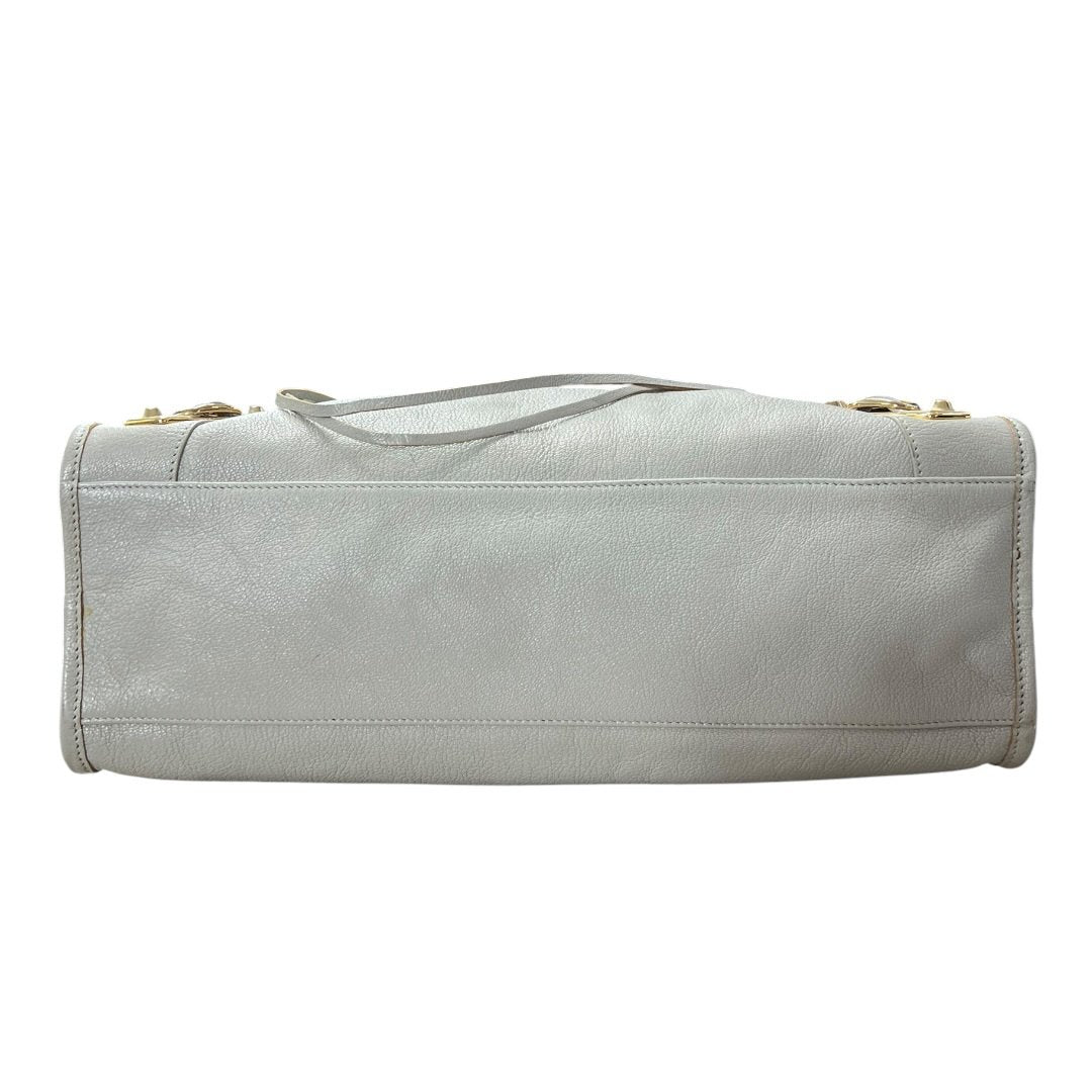 BALENCIAGA Lambskin City Bag Handbag Grey Gold Hardware BA44
