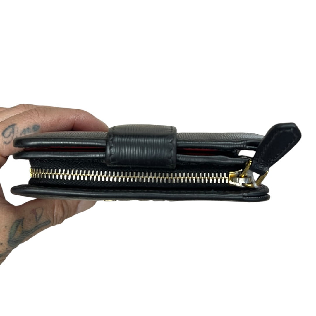 PRADA Vitello Move 1ML018 Bifold Wallet Black Gold Hardware PR215